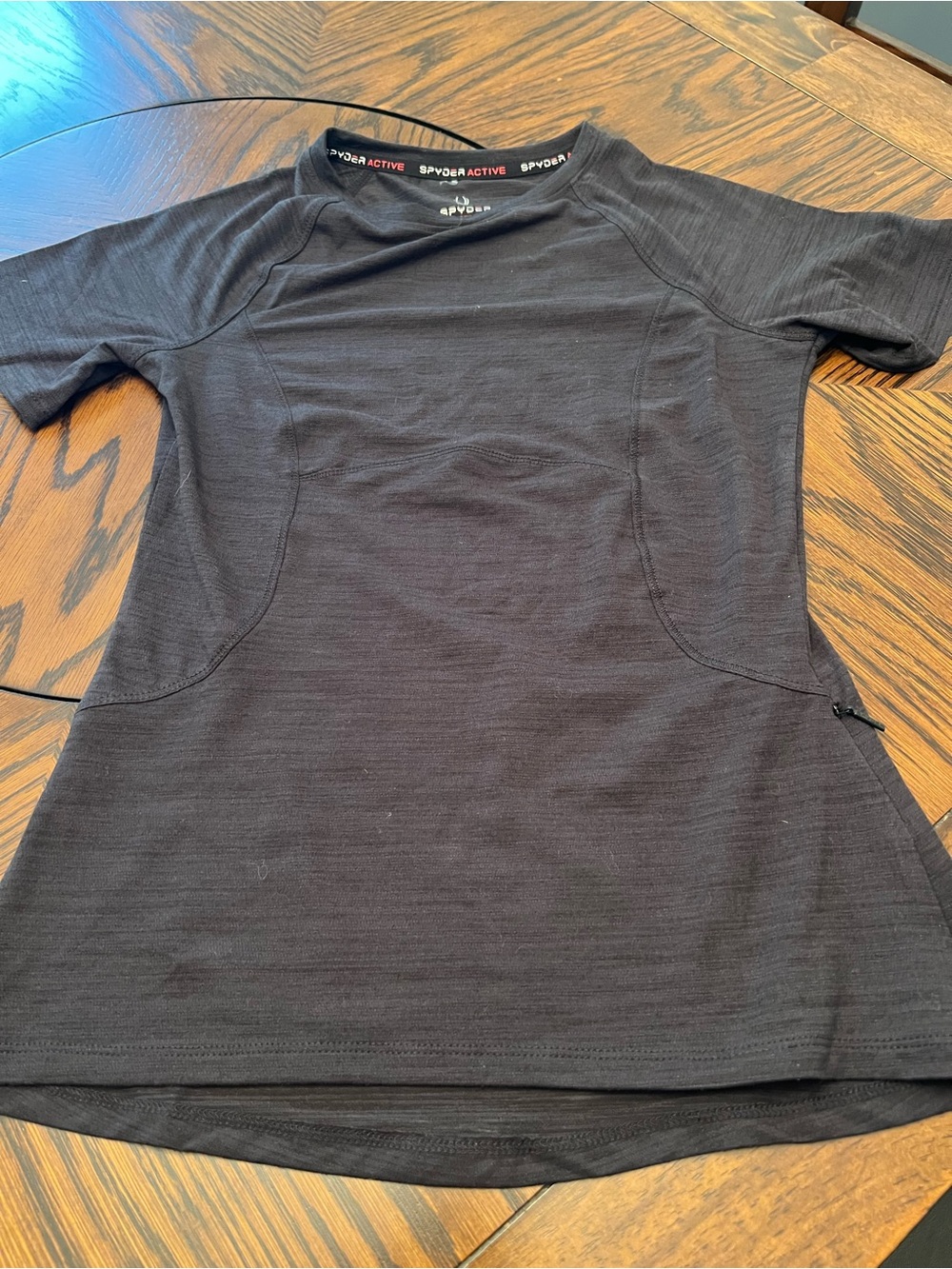Spyder Active Men’s Black Solid Crew Neck Raglan Zip Pocket T-Shirt XS # 635